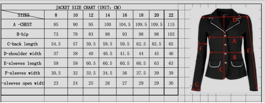 Sizing Guide For Show Jackets 8 22 Super Horse Saddlery