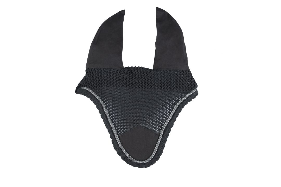 Ear Bonnet-Charcoal Grey with Silver Trim - Super Horse Saddlery