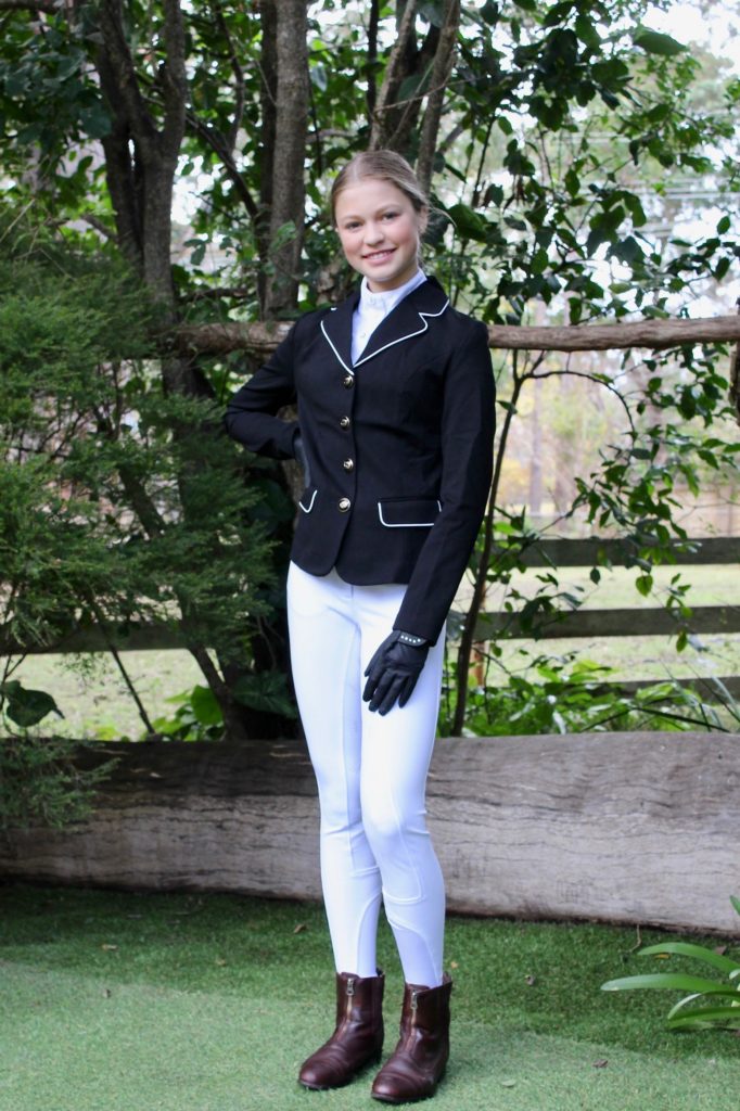 Equestrian, Pro Stretch, Show Jacket-Black with White Trim - Super ...