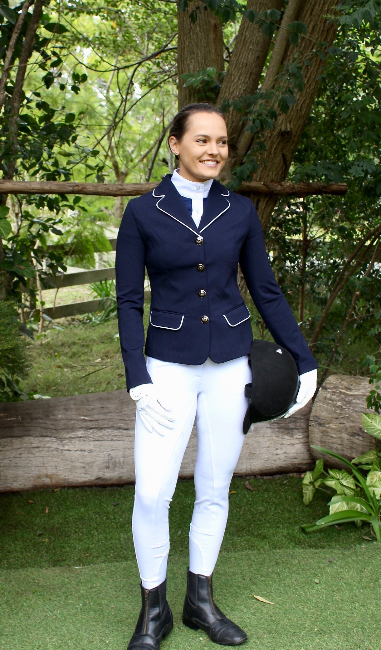 Equestrian, Pro Stretch, Show Jacket-Navy with White Trim - Super Horse ...